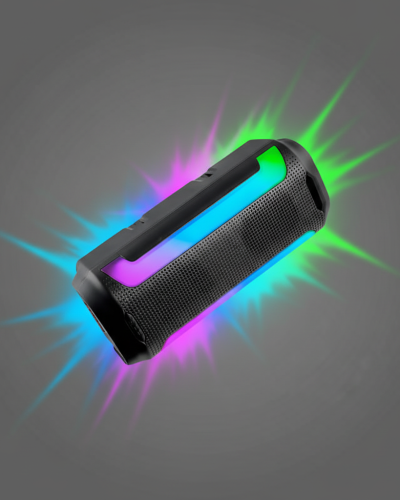 Caixa de Som Portátil Bluetooth 50W RMS - Iluminação LED RGB - Bateria 12 Horas - IPX7 À Prova D'água - TWS Pareamento Estéreo - Rádio FM - USB SD AUX - Graves Potentes - Preto
