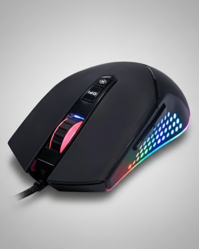 Mouse Gamer 12000 DPI RGB LED - 7 Botões Programáveis - Sensor Óptico Pixart - Ajuste DPI - USB com Fio - Ergonômico - Software Customização - PC Notebook - Preto